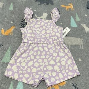 Joe Fresh Lavender Baby Romper with White Floral Design